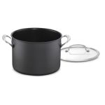 Olla Cuisinart® Anodizada tipo Marmita con Tapa de Vidrio Templado, Apta para Lavaplatos, 6 Cuartos